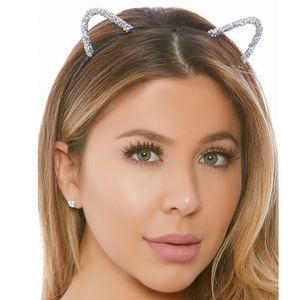 Silver Glitter Cat Ears Headband